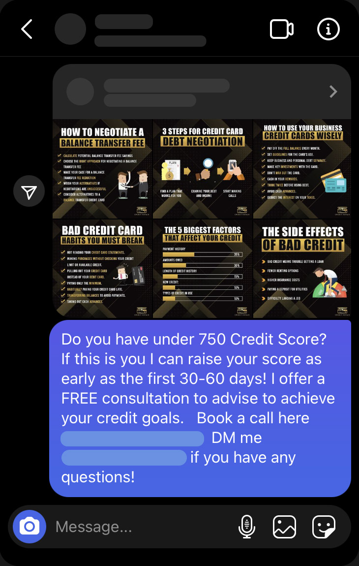 visual example of AI being used by an Instagram bot